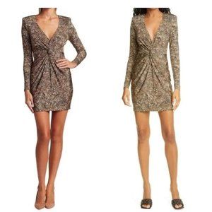 NWT L'Agence Mariah Twist Leopard Sheath Dress Shoulder Pad - XS